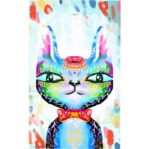 5D DIY Diamond Painting Kits for Adults Animal Round AB Drill Rhinestone Diamond Embroidery Cross Stitch Home Wall Decor Cat