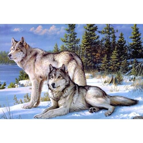 Diamond Painting Cross Stitch Kits Animal Full Diamond Embroidery Wolf Needlework 5D Diamond Mosaic Home Decor Hobby Rhinestones