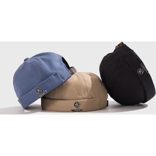 Unisex Docker Sailor Biker Cap Streetwear Pumpkin Vintage Navy Brimless Beanies Hat Melon Sailor Casual Short Harajuku Cap