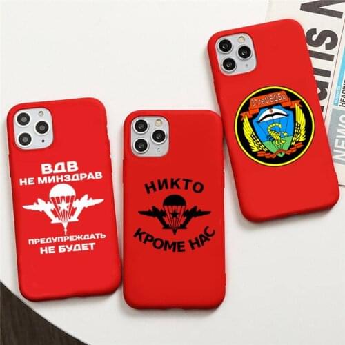 Russia Airborne Phone Case For iphone 12 11 Pro Max Mini XS 8 7 6 6S Plus X SE 2020 XR Red Cover