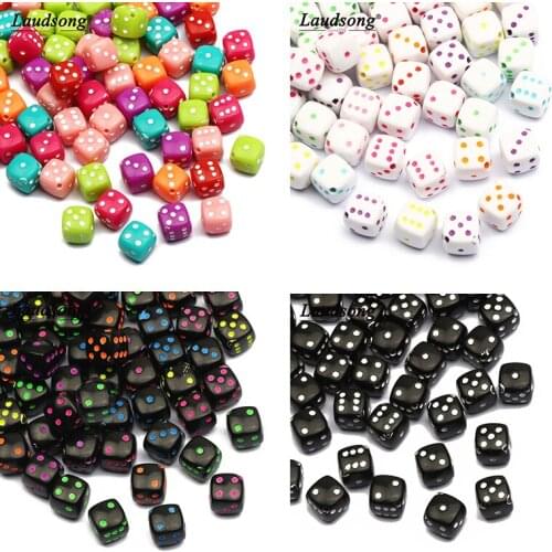Color Cube Dice 8mm 50/100Pcs Acrylic Loose Square Beads Accessories For Jewelry Making Diy Bracelet Necklace Keychains Supplies