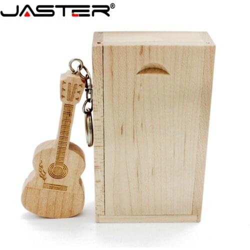 JASTER Guitar Wooden USB flash drive Pen drives 8GB 16GB (5PCS Free LOGO Customized) Maple Box Pendrive 32GB Memory Stick gifts