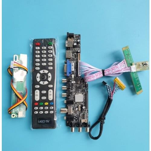 For CLAA102NA0ACW 1024X600 DVB-T2 HDMI DVB-T DVB-C TV VGA USB AV RF LCD panel 1driver lamps Control ler Board 30pin