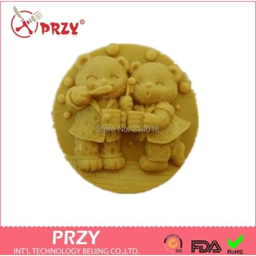 Soap Mold Cake Decoration Mold Handmade Soap Mold Fondant Mold DIY Bear Brushing Modelling Silicon Aroma Stone Moulds PRZY