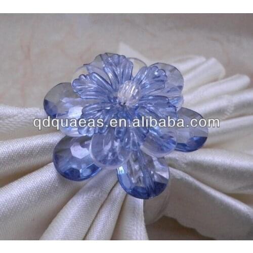 Blue crystal napkin ring beaded wedding, napkin holder