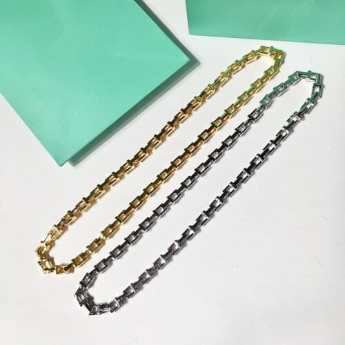Hot-selling glossy t-chain bamboo necklace European and American punk neutral short chain for men and women