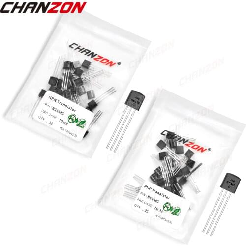 50pcs (25PCS BC550C + 25PCS BC560C) TO-92 NPN PNP Transistor Kit Bipolar Junction BJT Triode Tube Fets DIY BC550 BC560