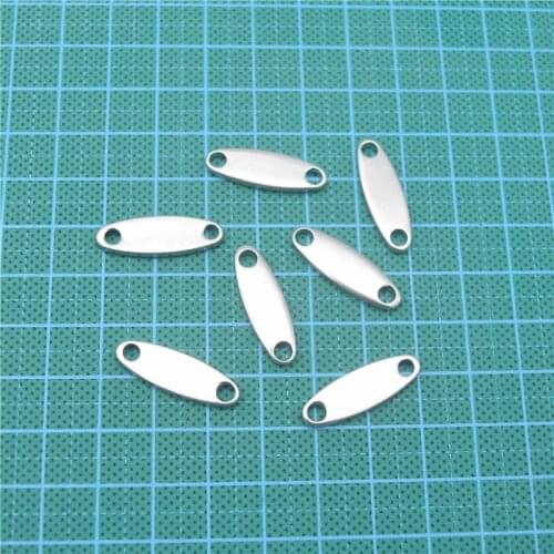 50pcs 8*25mm Double Hole Stainless Steel Pendant Blank Charms for Necklace Bracelet LOGO Tags DIY Jewelry Finding