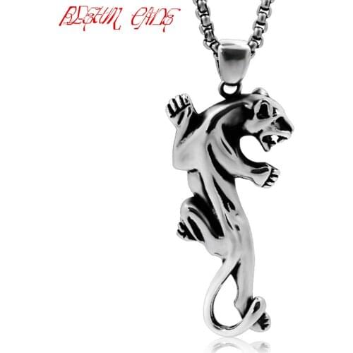Trendy Leopard Pendant Necklaces Casting Animal Snow Leopard Link Chain Pendants Necklace