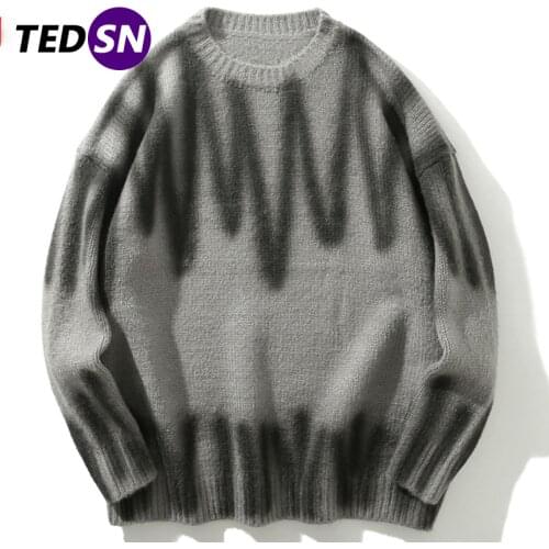 Aelfric Eden Wave Spray Paint Knitted Mens Sweaters Harajuku Hip Hop Tops 2019 Fashion Casual Male Pullovers Outwear Streetwear