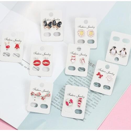 New Arrival Cute Elk Snowman bow penguin Enamel Stud Earrings For Women Girl Simple style Christmas Ear Jewelry Gifts