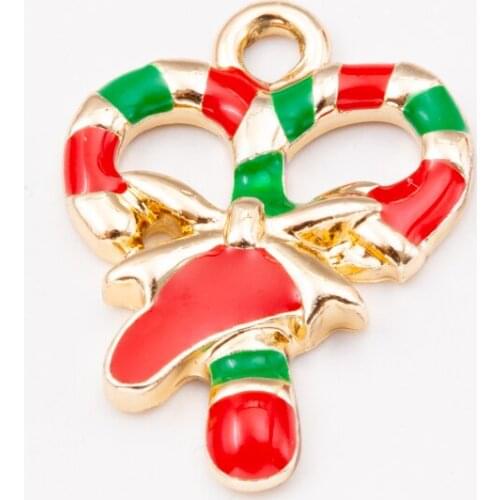 Christmas series 20 pcs Lollipop Enamel Alloy jewelry Headdress pendants for bracelet necklace DIY jewelry making JQ600013