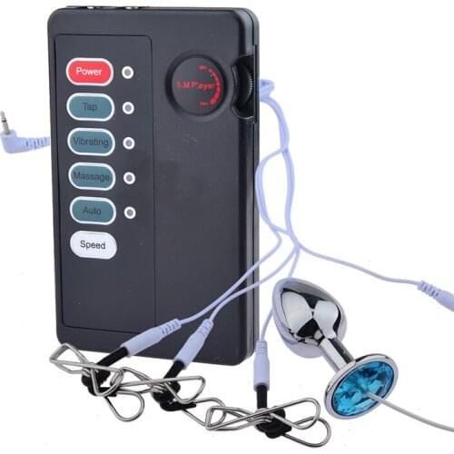 New Electric Shock Kit Anal Plug Nipple Clamp Clitoris Clip Electronic Stimulation Pussy Massage Medical Themed Women Sex Shop