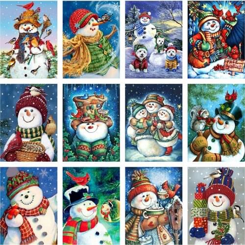 Christmas embroidery diamond drawing 5D DIY snowman Mosaic cartoon full square drill cross stitch home decoration