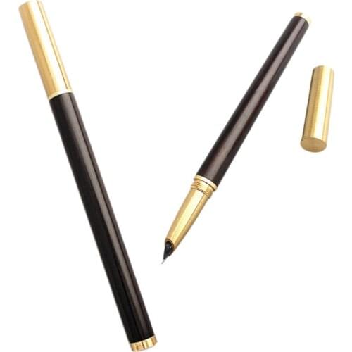 High Quality Wood 557 Fountain Pen copper Golden Trim Spin Extra Fine 0.38mm Nib Stationery Office Supplies