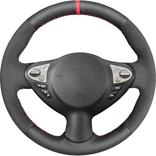 Hand Sew Black Suede Artificial Leather Car Steering Wheel Cover for Infiniti FX FX35 FX37 FX50 2009-2013 QX70 Nissan Juke 370Z
