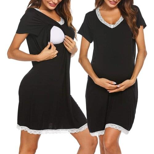 Women Maternity Dresses Short Sleeve High Waist Dress For Daily Wearing Pregnancy Clothing Nursing Pregnant Dress Vestidos