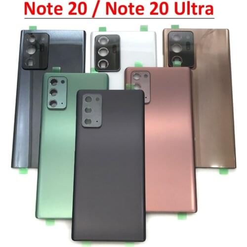10Pcs Glass Back Battery Cover Rear Door Case Housing Replacement + Camera Glass Lens For Samsung Galaxy Note 20 / Note 20 Ultra