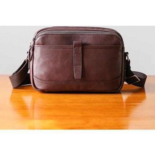 Handmade shoulder bag mens leather soft leather fashion casual cross-section diagonal bag mens first layer cowhide bag