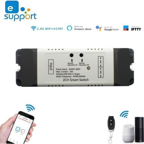 WiFi Switch Smart Opener APP Remote Controller For Garage Door Gate Supprot Alexa Echo Google Home eWelink Control + RF 433MHz