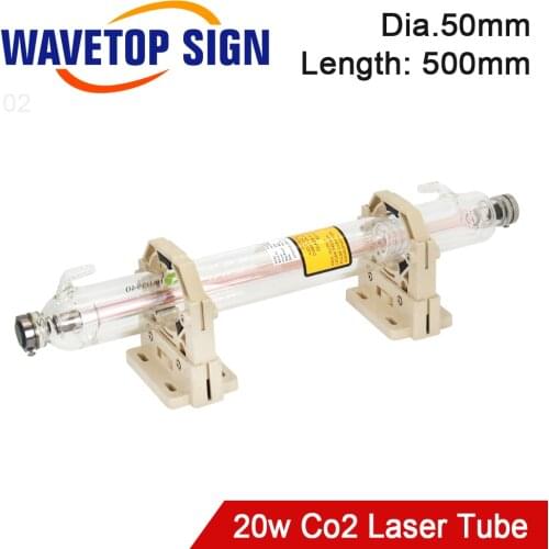 WaveTopSign Co2 Laser Tube Length 500mm 20W Laser Glass Tube Dia. 50mm use for CO2 Laser Engraving and Cutting Machine