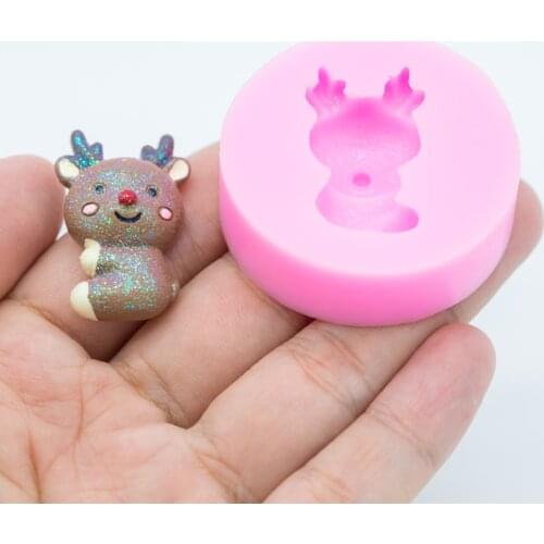 YF246 Deer Silicone Mold - Christmas Mold Candy Chocolate Resin Jewelry Making Charm Pendant Moulds