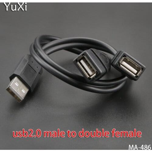 YuXi 2PCS/lot USB A-Male To 2 A-Female Power Adapter Splitter USB2.0 Male/female to USB Double Female/male charger Cable
