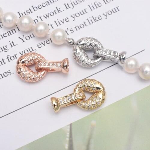 1PCS Clasps Accessories For DIY Jewelry Making Supplies Copper Cubic Zirconia Clasps For Handmade Woman Pearls Necklace Bracelet