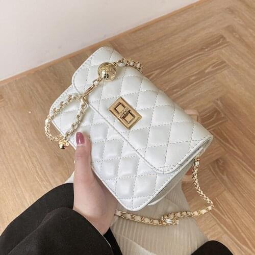 Woman bag 2021 new simple fashion rhombus shoulder bag messenger bag chain bag western pu female bag purse hand bag handbags