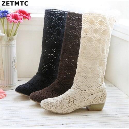 Crochet summer boots boots 2019 new shoes lace hollow crochet boots XL hollow fashion womens boots 34-43