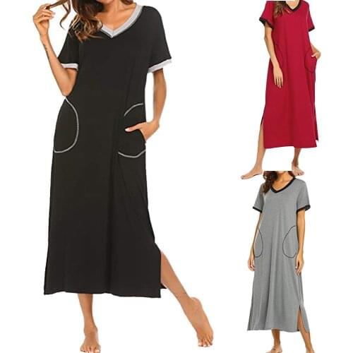 Women Nightgowns And Sleepshirts Sleepwear Cute Short Sleeve Ultra-Soft Full Length Sleepdress Pajama Leisure пижама женская g4