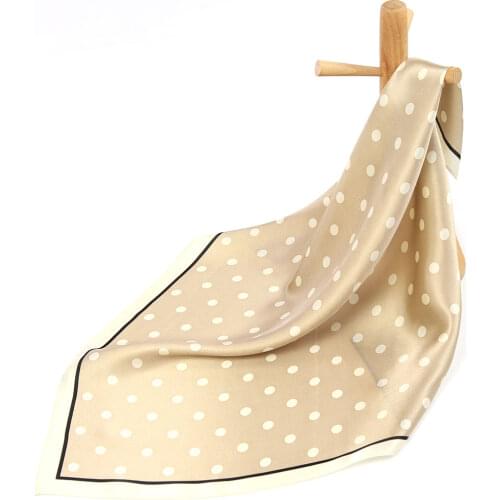 Women Pure Silk Dot Print Scarf Handkerchief Bandana Female Hair Scarf High Quality Women Natural Square Headband Top Neck Scarf