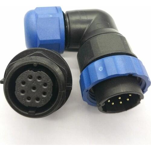 1PC Waterproof Aviation Connector Square Elbow Cable Connector Socket 28mm Panel
