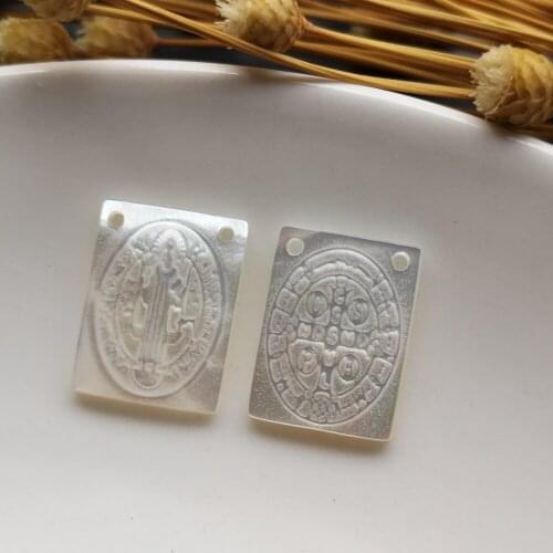10pcs/lot 12x16mm Natural San Benito & Cross Mother of Pearl Shell Rectangle Cut San Benito Mother Pearl for DIY Jewelry