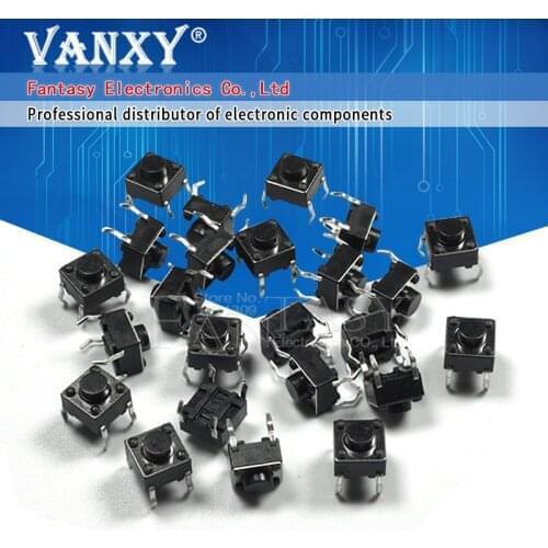 100pcs button Touch switch 6*6*5 keys button DIP 4pin 6*6*5mm Light touch switch DIP4 /OFF Touch 6x6x5 High quality