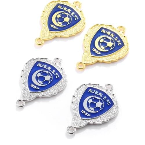2pcs 1957 Al hilal football club logo pendant double ring for jewelry making DIY handmade bracelet necklace accessories