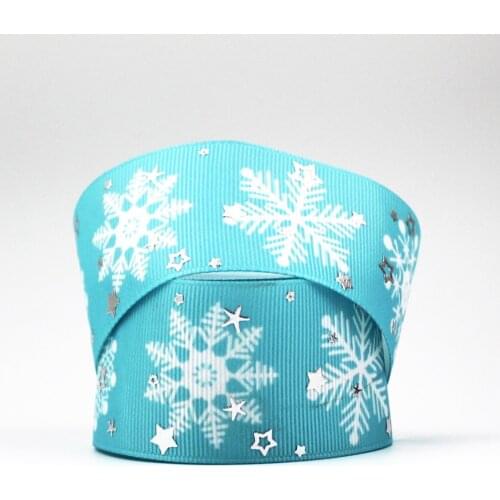 22-75mm silver foil snowflake printed glowing star ribbon 10/25/50 yards DIY Handmade Gift Packing Wedding Decoration ribbons