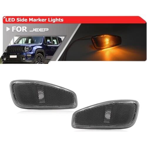2x Smoked Lens Front OEM Side Marker Lights Turn Signal Indicators For Jeep Renegade 2015-2021 51953116 51953114