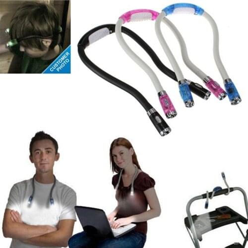4 LED Hanging Neck Book Light Bendable Eye Protection Reading Light Neck Lamp