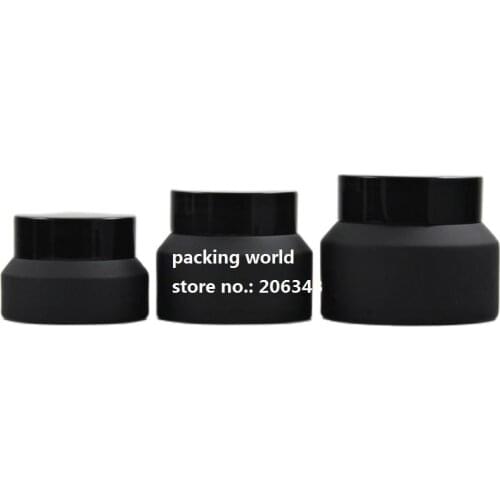 50G black glass cream jar with black cap for eye cream/serum/hair wax/essence/moisturizer/night cream cosmetic packing