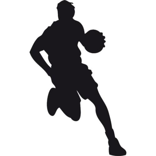 8.9*14.3CM Creative Basketball Player Dribbling The Vinyl Car Sticker Car Surface Black/Silver C7-0192