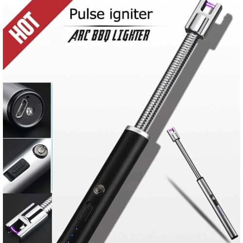 Safety Windproof Lighter Candle Kitchen Electric USB Lighters BBQ Rechargeable Hose Torch Electric Plasma Arc Lighters Smoking