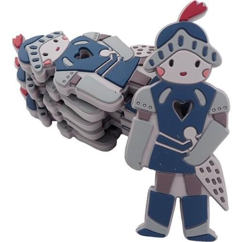 Chenkai 5PCS Silicone Warrior Soldier Teething Chewable Nursing Teething For DIY Baby Sensory Pacifier Dummy Jewelry Animal Toy