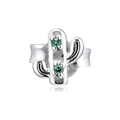 CKK Earrings Lovely Cactus Single Stud Earring for Women Sterling Silver 925 Jewelry aretes Pendientes kolczyki Earing Brincos