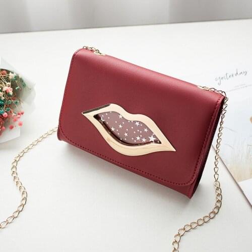 Ladies Fashion Cool Lips Design One Shoulder Messenger Small Square Bag Dating Cosmetic Handbag Mobile Phone Coin Purse