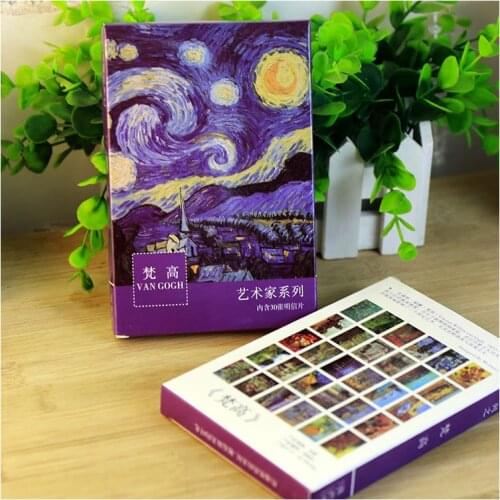 30 Sheets/Set Stationery Boxed Postcards Artist Series Van Gogh Famous Painting Oil Painting Post Card For Gifts Office Supplies