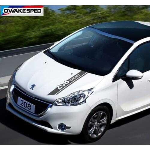 For PEUGEOT 208 GTI 3-5 door Sport Stripes Car Bonnet Sticker Racing Styling Auto Hood Engine Cover Decor Decals