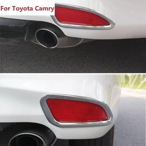 For Toyota Camry 2015 2pcs ABS Chrome Rear Tail Fog Light Lamp Cover Trim Molding Protector Accessories Auto Parts