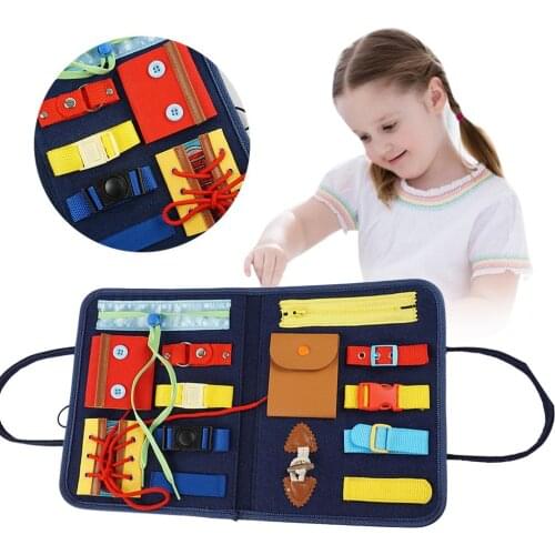 Busy Board Montessori Educational Toys For Baby Early Preschool Child Zipper/Buckle/Button Toy Life Skills Teaching Train Toys