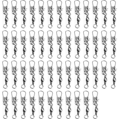 E56D 50pcs Stainless steel swivels interlock snap fishing lure Connector accessories